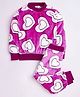M'andy Full Sleeves All Over Heart Printed Coordinating Fur Winter Wear Tracksuit - Purple