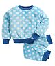 M'andy Fleece Full Sleeves Polka Dots Printed Sweatshirt With Coordinating Joggers Set - Blue