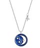 Touch925 Sapphire Moon Necklace With Pendant For Women And Girls - Blue