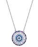 Touch925 Blue Bloom Round Necklace With Pendant For Women And Girls - Multicolor