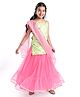 Pine Kids Woven Sleeveless Choli Lahenga & Dupatata With Mirror & Sequin Design - Green & Pink