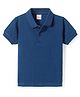 Babyhug 100% Cotton Knit Half Sleeves Polo T-Shirt Solid Colour - Navy Blue