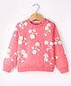 Yellow Apple Cotton Knit Full Sleeves Pullover with Floral Embroidered - Coral