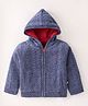 Yellow Apple Knit Full Sleeves Hoodie With Cable Knit Design - Blue