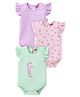 Babyhug 100% Cotton Half Sleeves Onesie With Sea Life Print Pack Of 3 - Purple Pink & Green