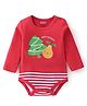 Babyhug 100% Cotton Full Sleeves Onesie With Fruits Print - Red