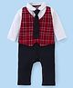 Babyhug Cotton Full Sleeves Romper With Tie Checkered - Red & Black