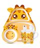 AKN TOYS Giraffe Bamboo Dinner Set For  Baby Feeding Animal Shape Reusable Enjoy Pasta Noodle Bowl Soup Ice Cream (COLOR MAY VARY)