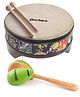 Music People Wooden Floor Tom Drum with Mallets & Castanet Hand Percussion Set for Kids Creative Learning Activity - Multicolor