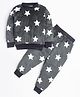 M'andy Fleece  Unisex Full Sleeves Star Printed Coordinating Sweatshirt With Joggers  Winter Wear Set   - Grey