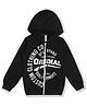 Earth Conscious Fleece Full Sleeves  Original Text Printed Hooded Jacket - Black