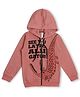 Earth Conscious Fleece Full Sleeves Text Printed  Hooded Jacket - Royal Pink