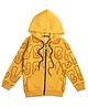 Earth Conscious Fleece Full Sleeves Text Printed  Hooded Jacket -  Golden Yellow