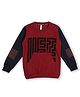 Earth Conscious Fleece Full Sleeves Abstract Printed Sweatshirt - Maroon & Navy Blue