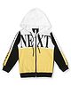 Earth Conscious Placement Next Text Printed Colour Blocked Fleece Hooded Jacket - Yellow & White