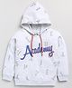 CUTOPIES Full Sleeves All Over Academy Letters Printed Hooded Sweatshirt - Light Grey