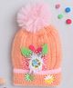 TMW Kids Flower Patch Detailed Woolen Bobble Cap - Peach