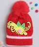 TMW Kids  Flower Patch Detailed & Pom Pom Applique  Woolen Cap - Red