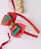 Ribbon candy Christmas Theme Layered Shimmer Bow Embellished Hair Band - Red & Green & Golden