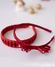 Ribbon candy Christmas Theme Set Of 2 Pearl Detailed Shimmer & Bow Embellished Hair Bands - Red & Maroon