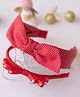 Ribbon candy Christmas Theme Set Of 2 Pearl Detailed With Polka Dots Printed Bow Embellished Hair Bands - Red