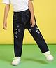 Nauti Nati  Low Distress  Space & Star Applique Detailed Stretchable Jeans  - Navy Blue