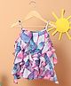 Nauti Nati Sleeveless Floral Printed Ruffle Detailed  Top - Blue