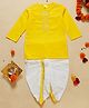Saka Designs By Sapna Full Sleeves  Gota Lace Embellished Kurta With Coordinating  Dhoti - Yellow & White