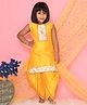 Saka Designs By Sapna Sleeveless Placement Floral Embroidered & Lace Embellished Kurta And Dhoti - Yellow