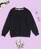 NUSYL Fleece Full Sleeves Solid Oversized Sweatshirt - Black