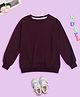 NUSYL Fleece Full Sleeves Solid Oversized Sweatshirt - Maroon