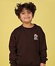 NUSYL Fleece Full Sleeves Placement Cool Dude Text Printed Oversized Sweatshirt - Brown