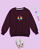 NUSYL Fleece Full Sleeves Sportsman Printed Oversized Sweatshirt - Maroon