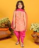 Saka Designs By Sapna Sleeveless Sequin Lace & Polka Dots Designed Foil Embellished Kurta & Dhoti Set - Peach & Magenta Pink