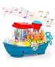 AKN TOYS Musical Toys Battery Operated Gear Land Ship with Rotating Fishing Lamp Bump and Go with Flashing Lights and Sound Effect  - (COLOR MAY VARY)