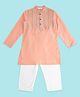 Indus Route by Pantaloons Full Sleeves Abstract Embroidered Kurta & Pyjama Set - Peach