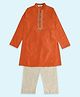 Indus Route Full Sleeves Abstract Embroidered Kurta Pyjama Set - Orange