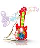 Parteet Transparent Gear Guitar with Lights Toy for Kids Acoustic Music Learning Toys, Musical Instrument Educational Guitar Toy for Beginners Kids/Child (Red)