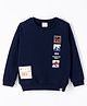 Ollypop Fleece Full Sleeves Sweatshirt Text Printed - Navy Blue
