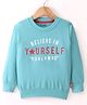Fido Looper Knit Full Sleeves Sweatshirt With Text Print - Blue