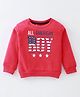 Pink Rabbit Fleece Full Sleeves Sweatshirts with Text Print -Red
