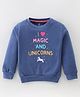 Pink Rabbit Fleece Full Sleeves Sweatshirt Unicorn Printed - Blue