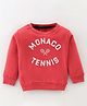 Pink Rabbit Fleece Full Sleeves Sweatshirt Text Printed - Red