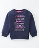 Pink Rabbit Fleece Full Sleeves Sweatshirts with Text Print - Navy Blue