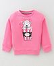 Pink Rabbit Fleece Full Sleeves Sweatshirts with Puppy Prints -Pink