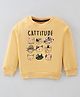 Pink Rabbit Fleece Full Sleeves Sweatshirts with Kitten Prints - Yellow