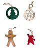 Nordic Christmas Decorations HERMES set of four wooden hangings - Star Tree Candyman Santa