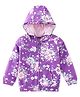 Babyhug 100% Cotton Knit Full Sleeves Hooded Sweat Jacket With Zipper & Floral Print - Purple