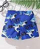 Kookie Kids Swimming Trunks Shark & Text  Print- Blue
