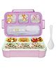 FunBlast 4 Compartments Lunch Box with Fork  Pink